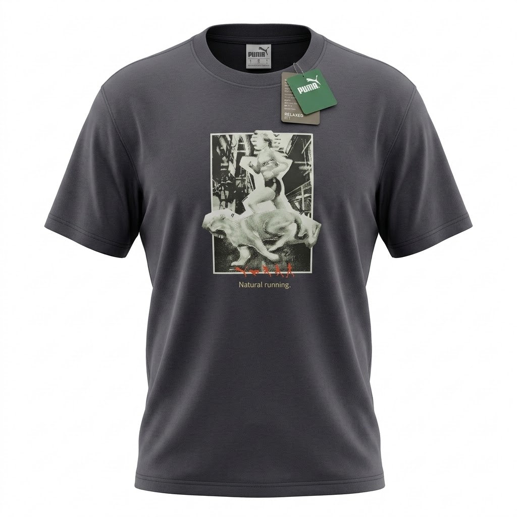 Puma Club de Course Graphic Tee // Natural Running — Faded Black